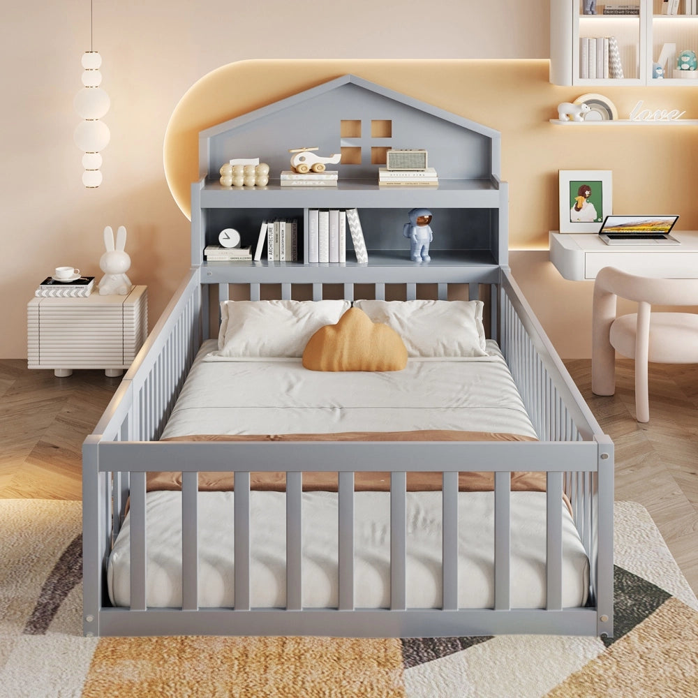Letto bambini - Xylo - 90x200 cm contenitore grigio