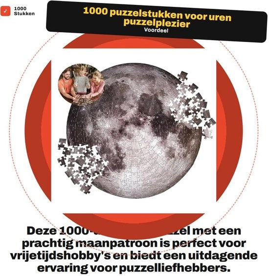 Puzzle a 1000 pezzi con tema spaziale - luna - disegno a forma di cerchio - hobby - regalo per astronomia - sviluppo cognitivo - esercizio per concentrazione - puzzle