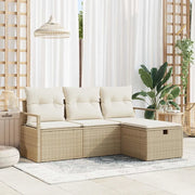 Set Divano da Giardino con cuscino 4 pcs Beige Poly Rattan 3360482