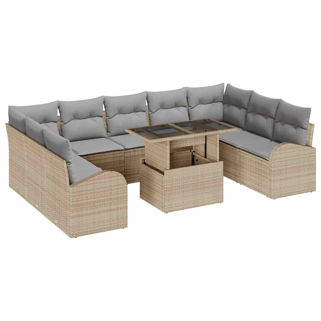 Set Divano da Giardino 10 pcs Beige e Grigio Chiaro polyrattan 3348706