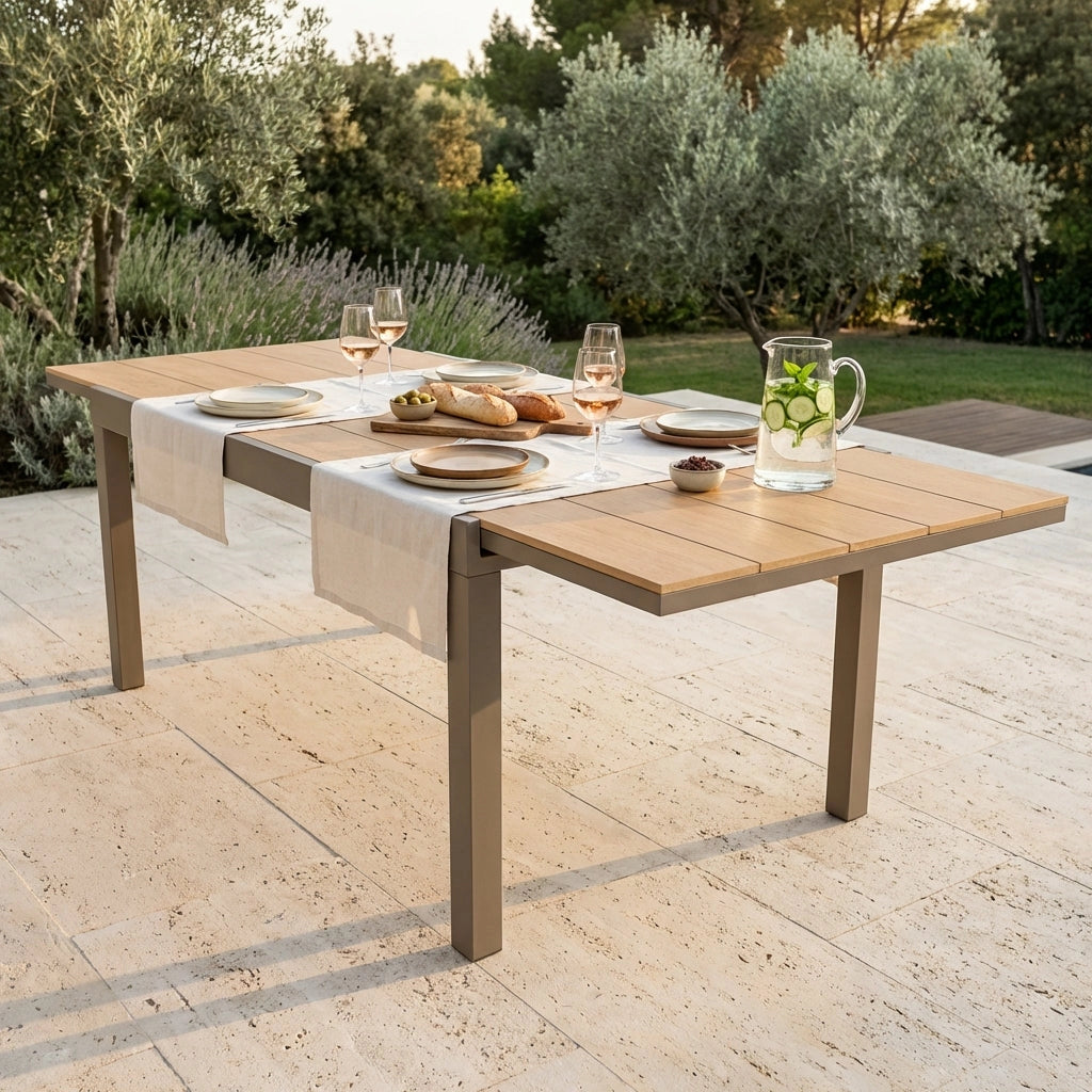 Tavolo da Giardino Allungabile piano in finto Legno 160/240x95 - URBAN
