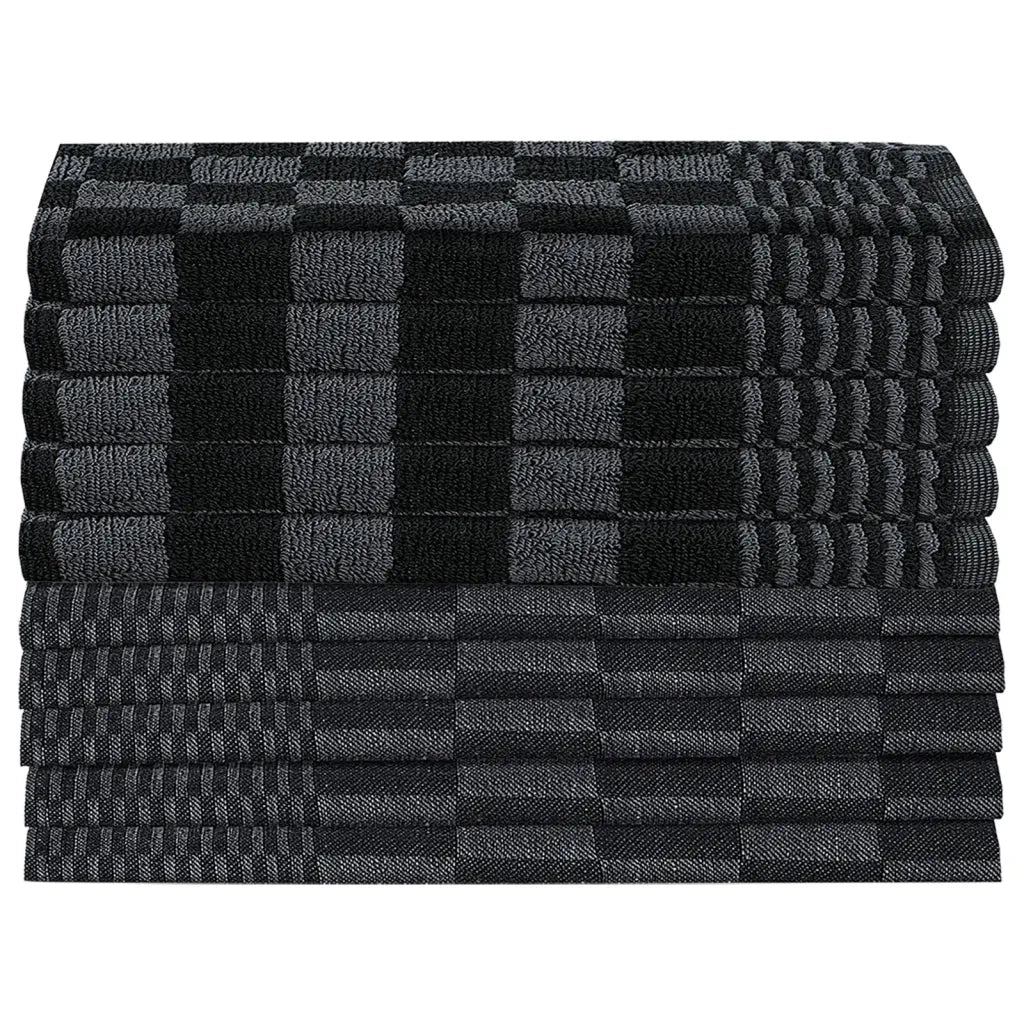 Set Strofinacci 10 pz | Teli per bagno in Cotone Nero e Grigio