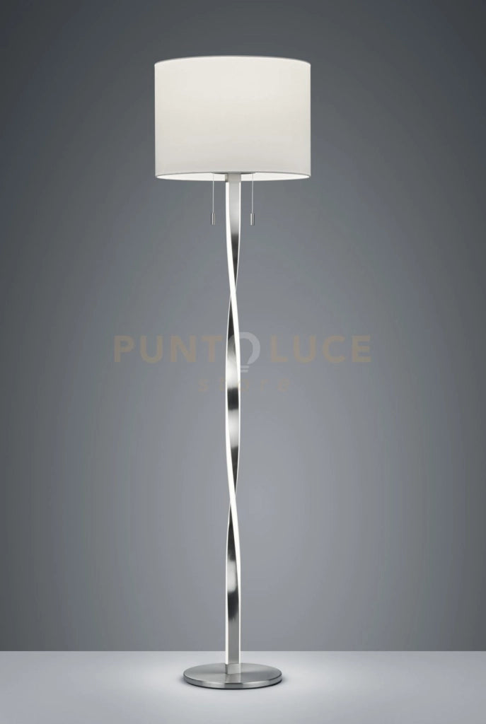 NANDOR PIANTANA CON PARALUME BIANCO E ASTA ELICOIDALE ILLUMINATA LED ACCIAIO SATINATO CON INTERRUTTORI SEPARATI H.162CM attacco e27-led 14W 1400lm, 3000K
