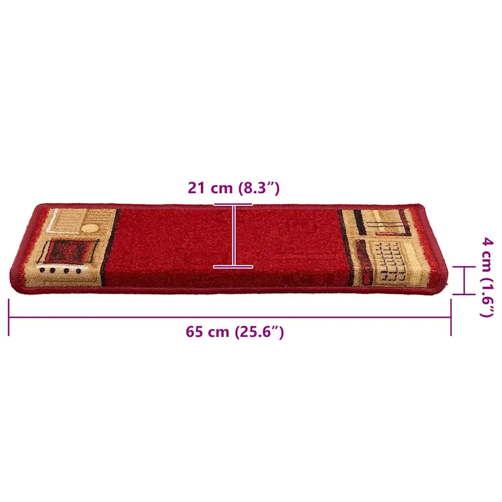 Tappetini Autoadesivi per Scale 15 pz | Gradini per Scale 65x21x4 cm Rossi