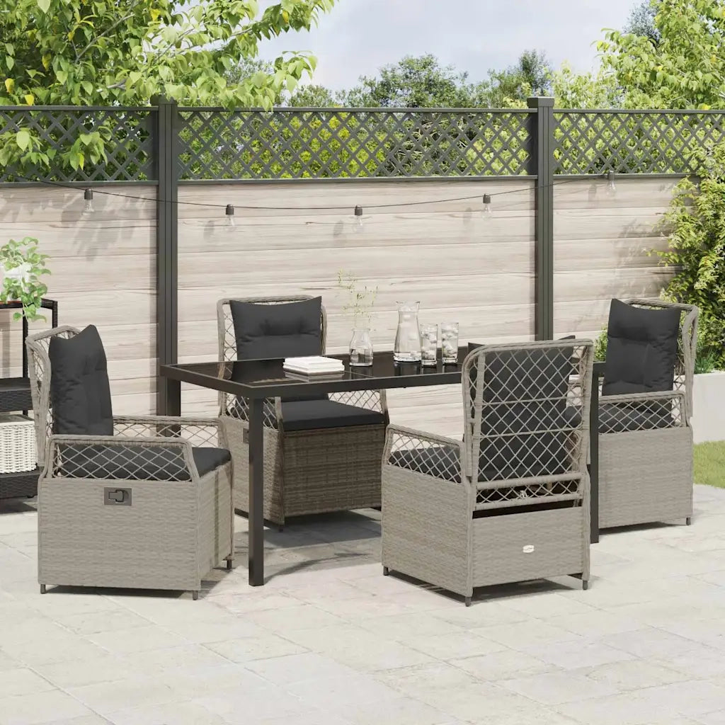 Set da Pranzo per Giardino 5 pcs Grigio chiaro polyrattan