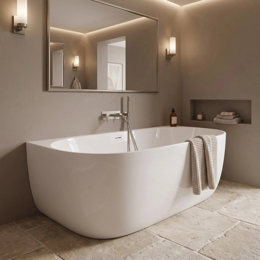 Vasca Bagno A Parete Rea Eris 150cm Copritappo nero