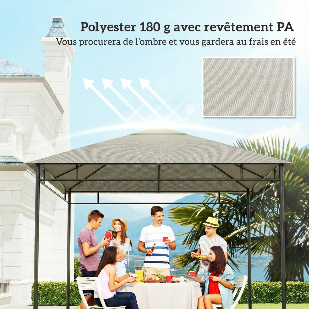 Tenda gazebo giardino polyester ¨C zephmum ¨C grigio 3x3 m 180 g/m2
