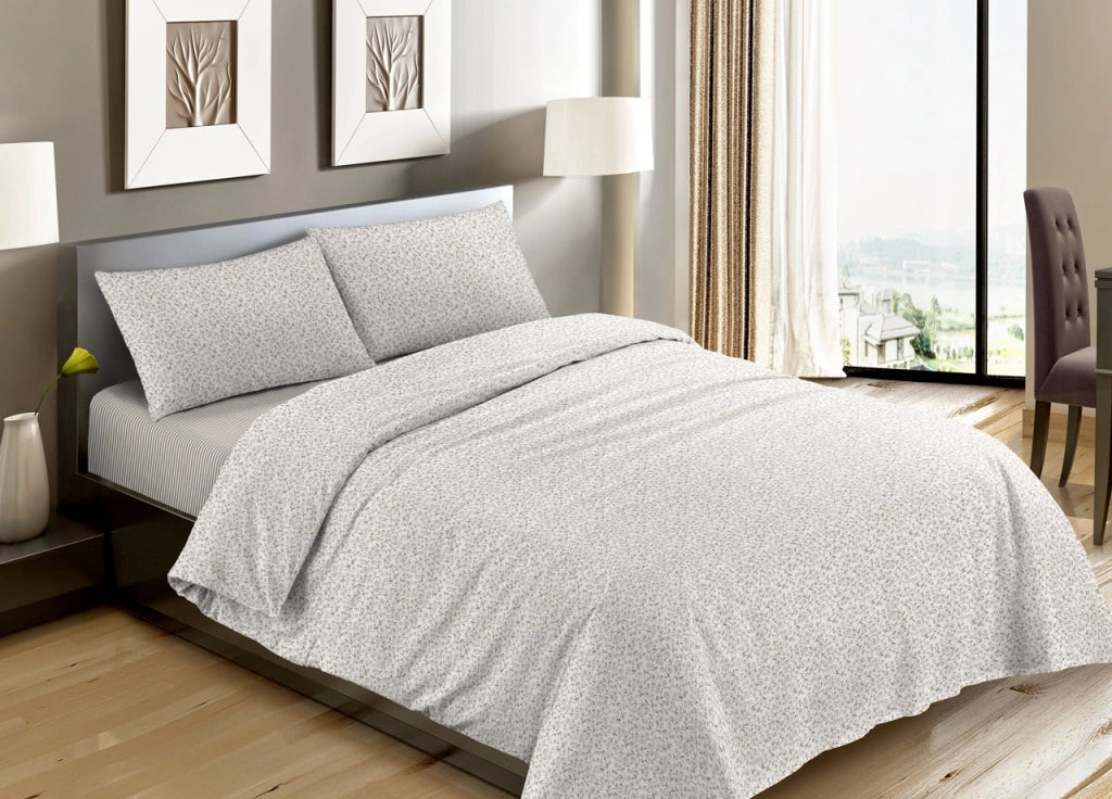 Completo Lenzuola Letto Camera In 100% Cotone Made Italy Vari Disegni RP - Piazza 1-2 - Stefy Beige
