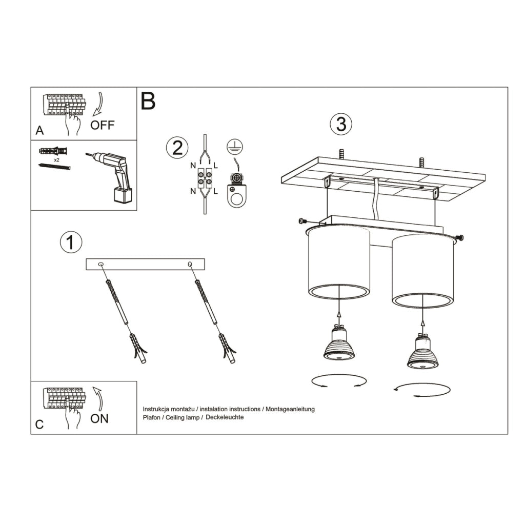 Lampada da parete e soffitto moderna ORBIS Deep Space in alluminio nero cilindrico 2x10W LED