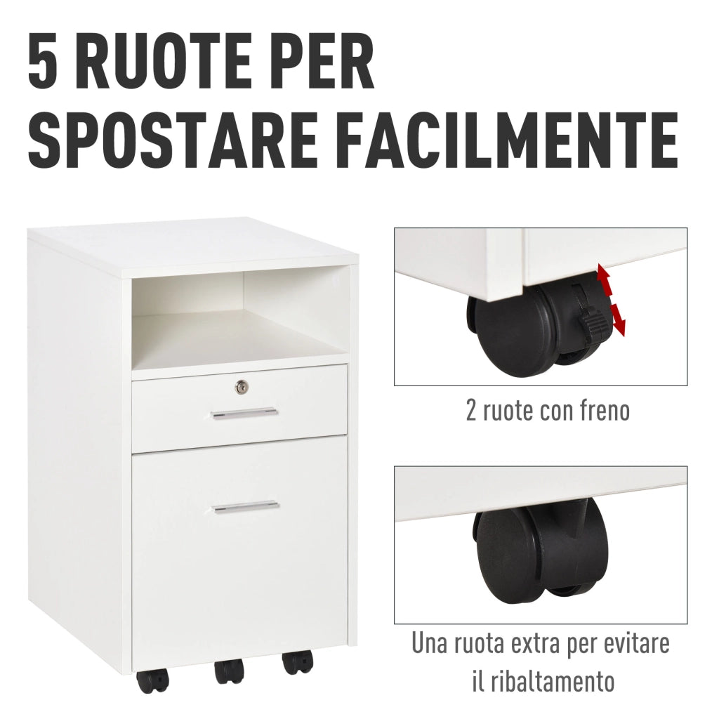 Scrivania con cassettiera e ripiano ¨C Minimal ¨C 39x40x65 cm, bianco