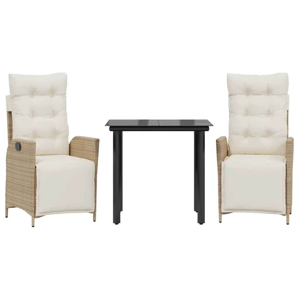 Set da Pranzo da Giardino 3 pz con Cuscini Beige in Polyrattan 3213441