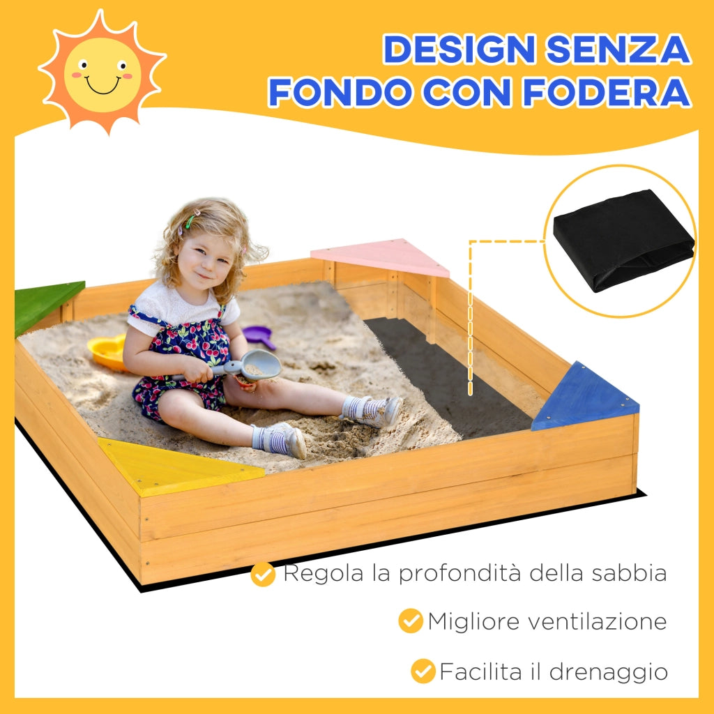 Sabbiera Legno per Bambini ¨C Minimal ¨C 109x109x20 cm