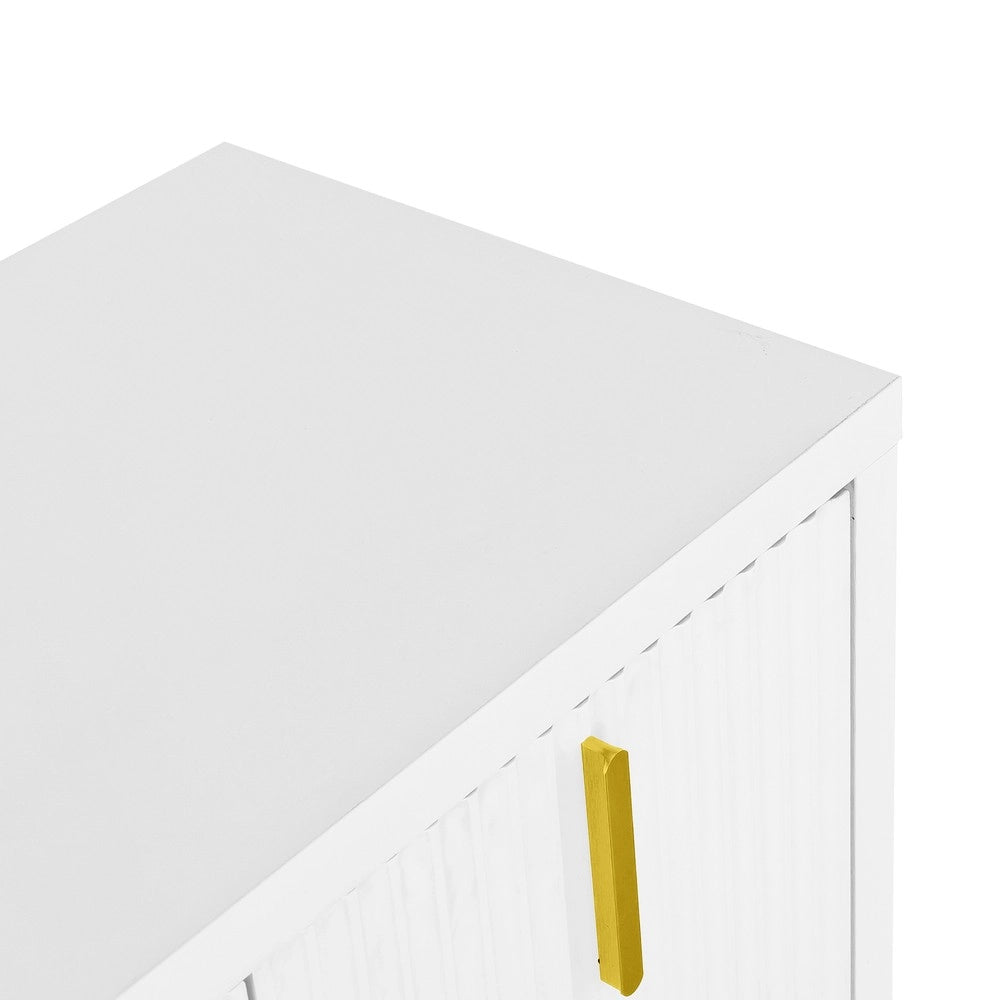 Sideboard Moderno ¨C MINIMAL ¨C Bianco, Ante con Maniglie Dorate, Ripiani Regolabili