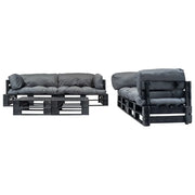 Set Divani da Giardino Pallet 6 pz con Cuscini Grigi in Legno 277438