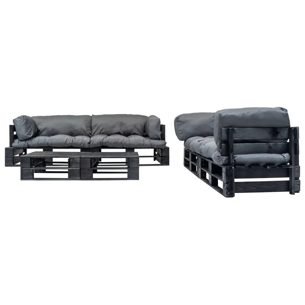 Set Divani da Giardino Pallet 6 pz con Cuscini Grigi in Legno 277438