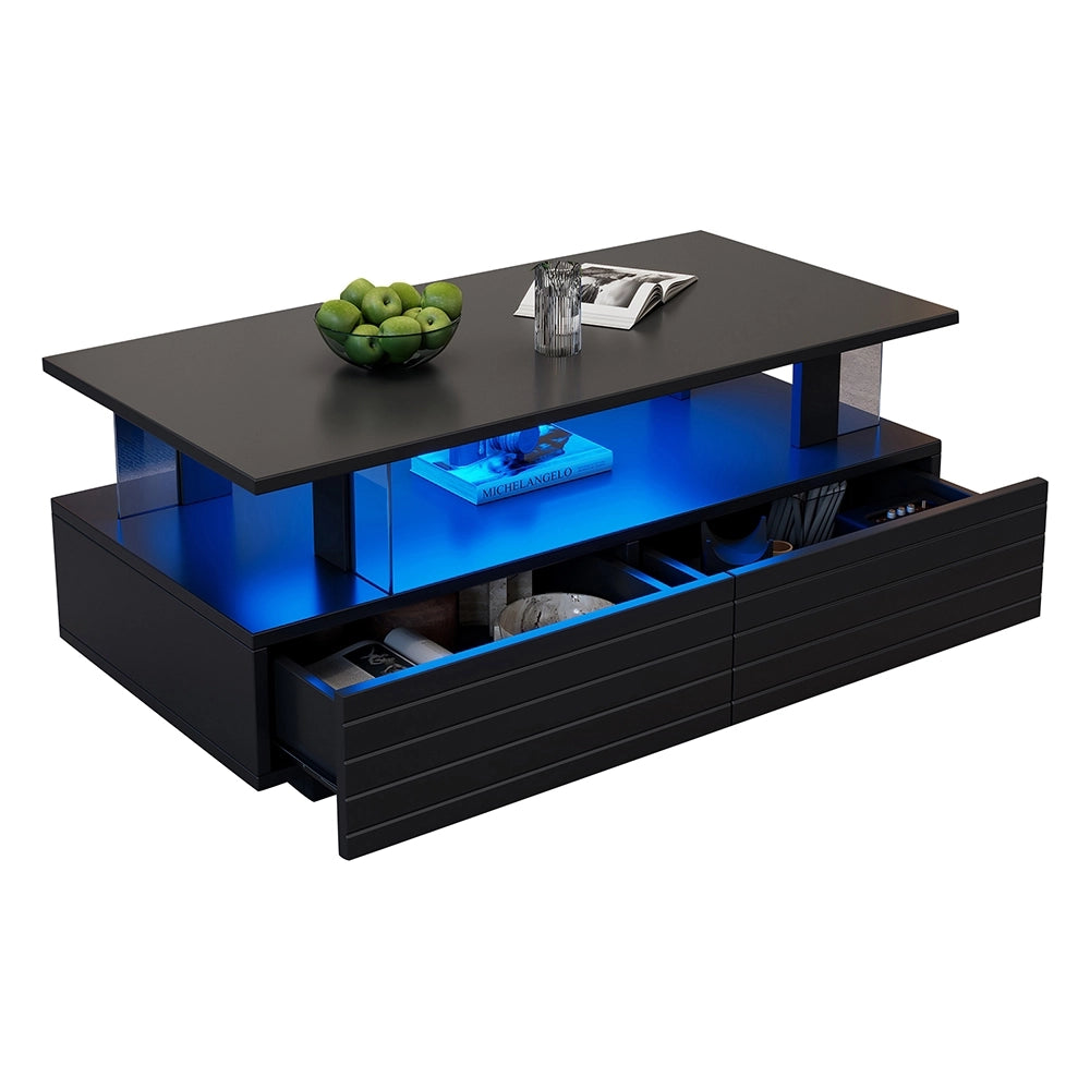 Tavolino-Xylo-Nero LED Bluetooth doppio strato