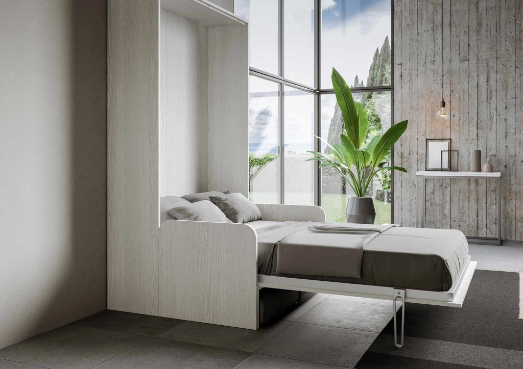 Letto Matrimoniale Francese a Scomparsa Salvaspazio con Sofà Kentaro H210 cm Bianco