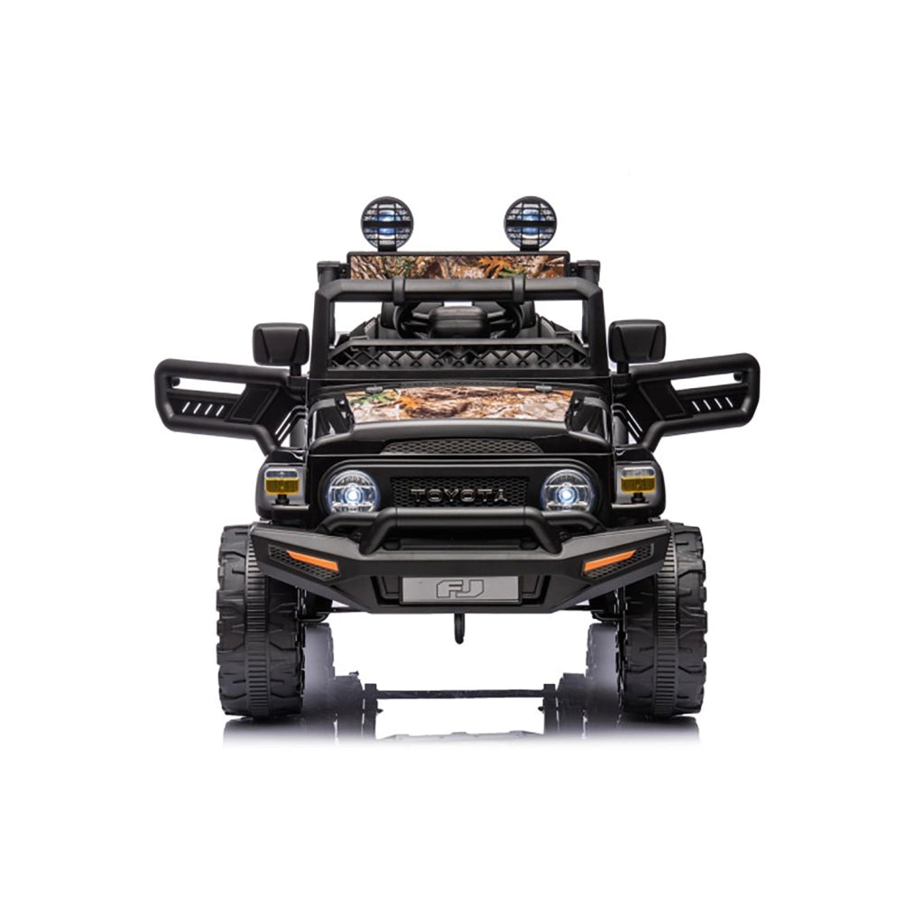 Macchina Elettrica per Bambini Fuoristrada Toyota Fj Cruiser 12V Telecomando Ruote in Gomma e Sedile in Pelle Nero e