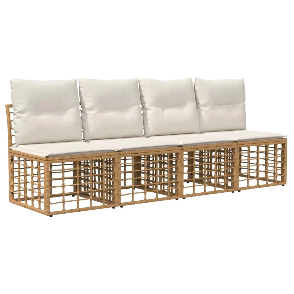 Set Divano da Giardino 12 pz Naturale e Bianco Crema polyrattan 3438032