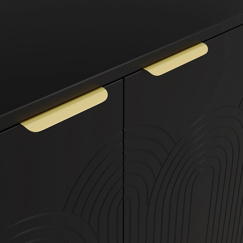 Buffet - Xylo - 4porte nero maniglie oro 160x40x80cm