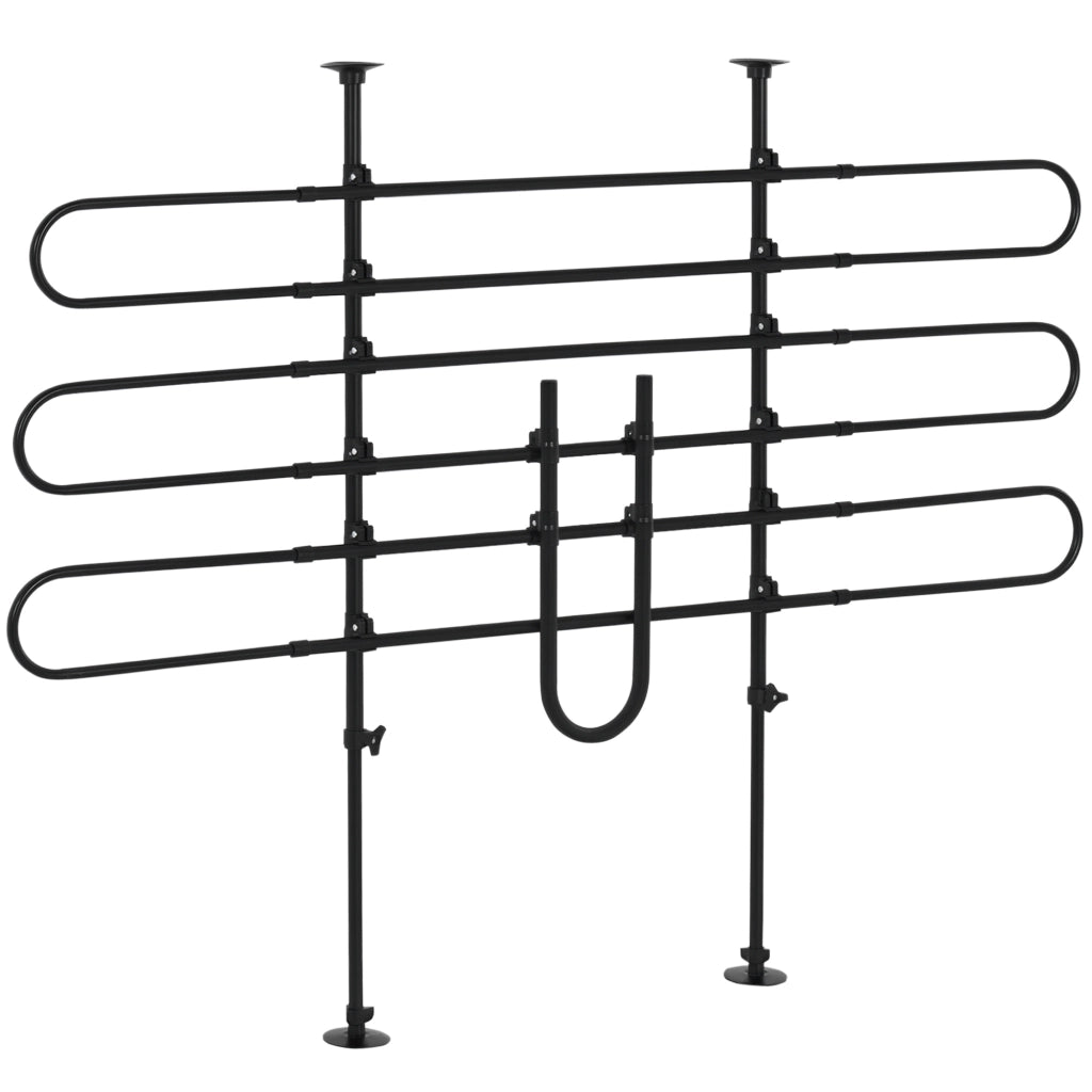Rete Divisoria per Auto ¨C Xylo ¨C Regolabile 87-135x85-120cm Nero Acciaio