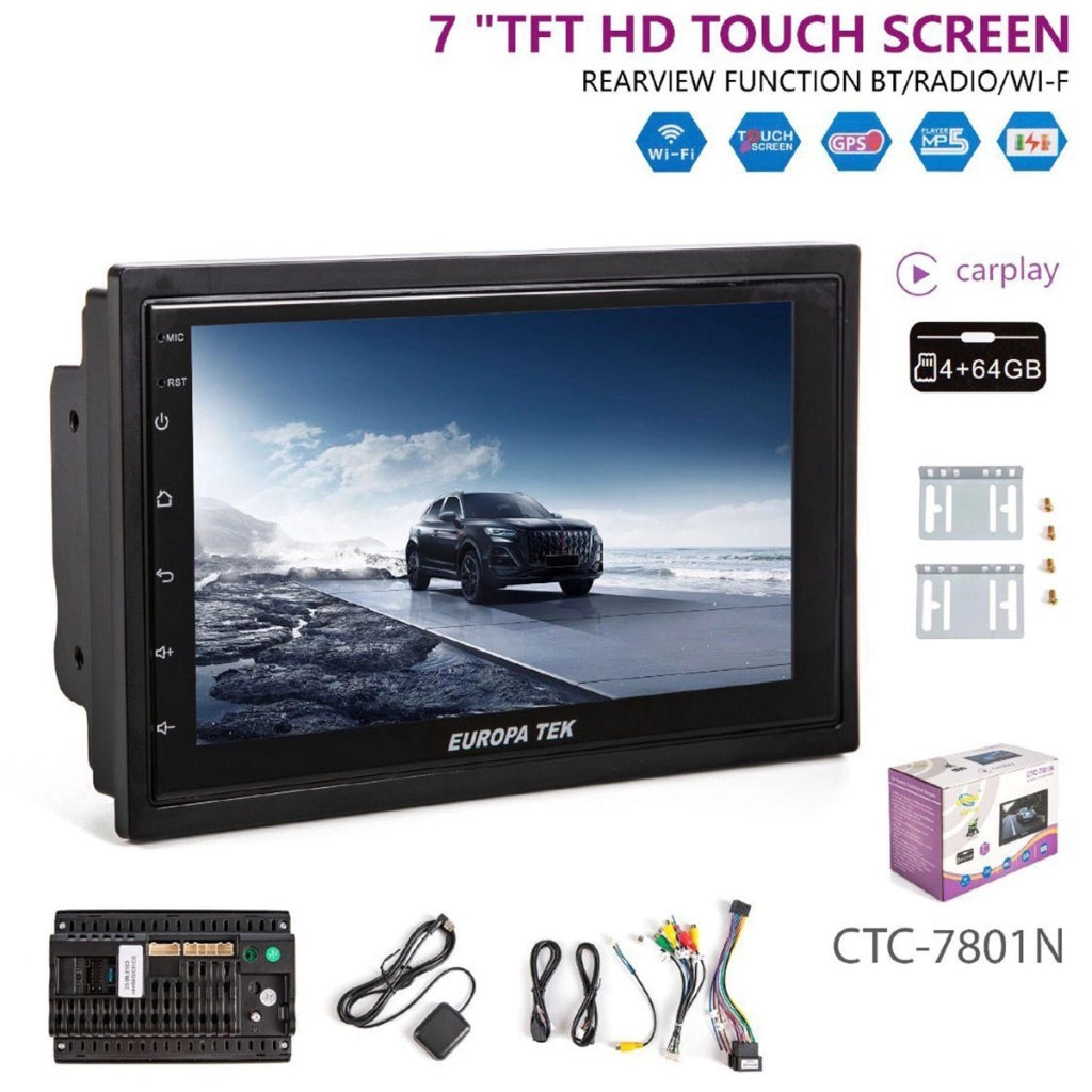 AUTORADIO AUTO ANDROID 7" WIFI GPS BLUETOOTH CARPLAY 4+64GB TOUCH HD CTC-7801N