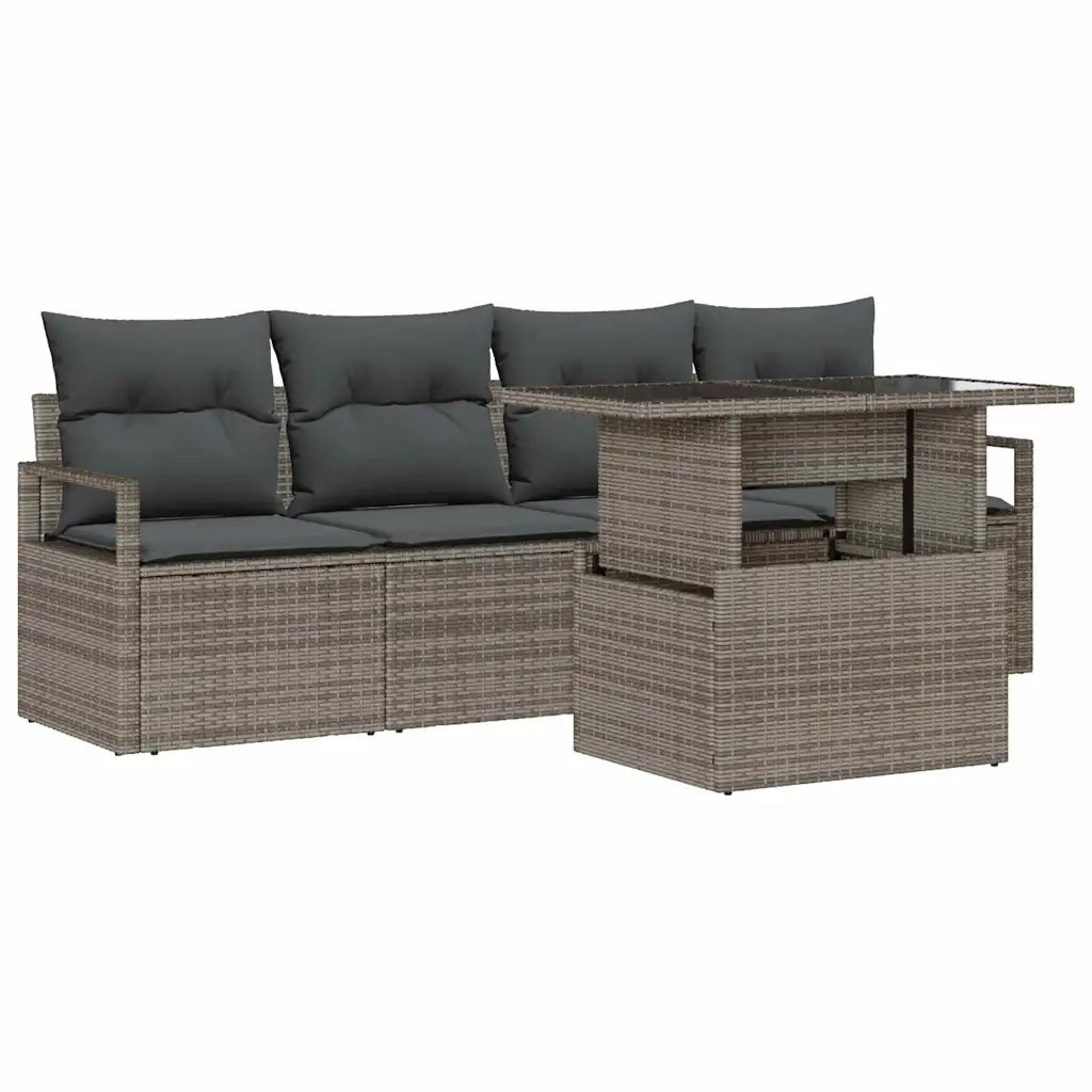 Set Divano da Giardino 5 pcs Grigio Poly Rattan 3357462