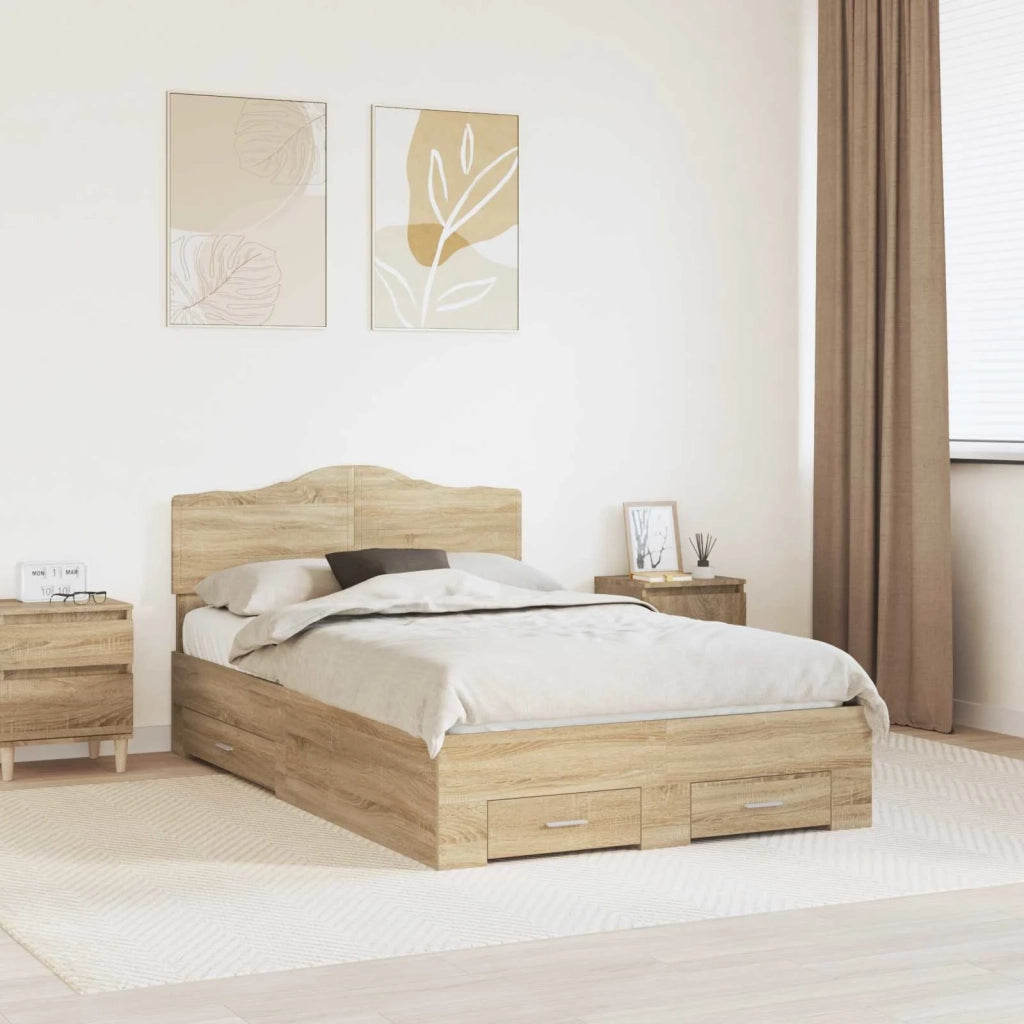 Struttura del letto con testiera-Giroletto con Testiera Rovere Sonoma 120 x 200 cm 110754