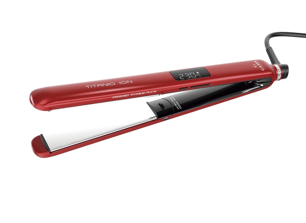 GA.MA Piastra Red Digital Titanio 4D: trafile in titanio, tecnologia agli ioni e ozono, anti crespo, capelli protetti, lisci a lungo, temperatura regolabile da 160 a 230°C, auto spegnimento