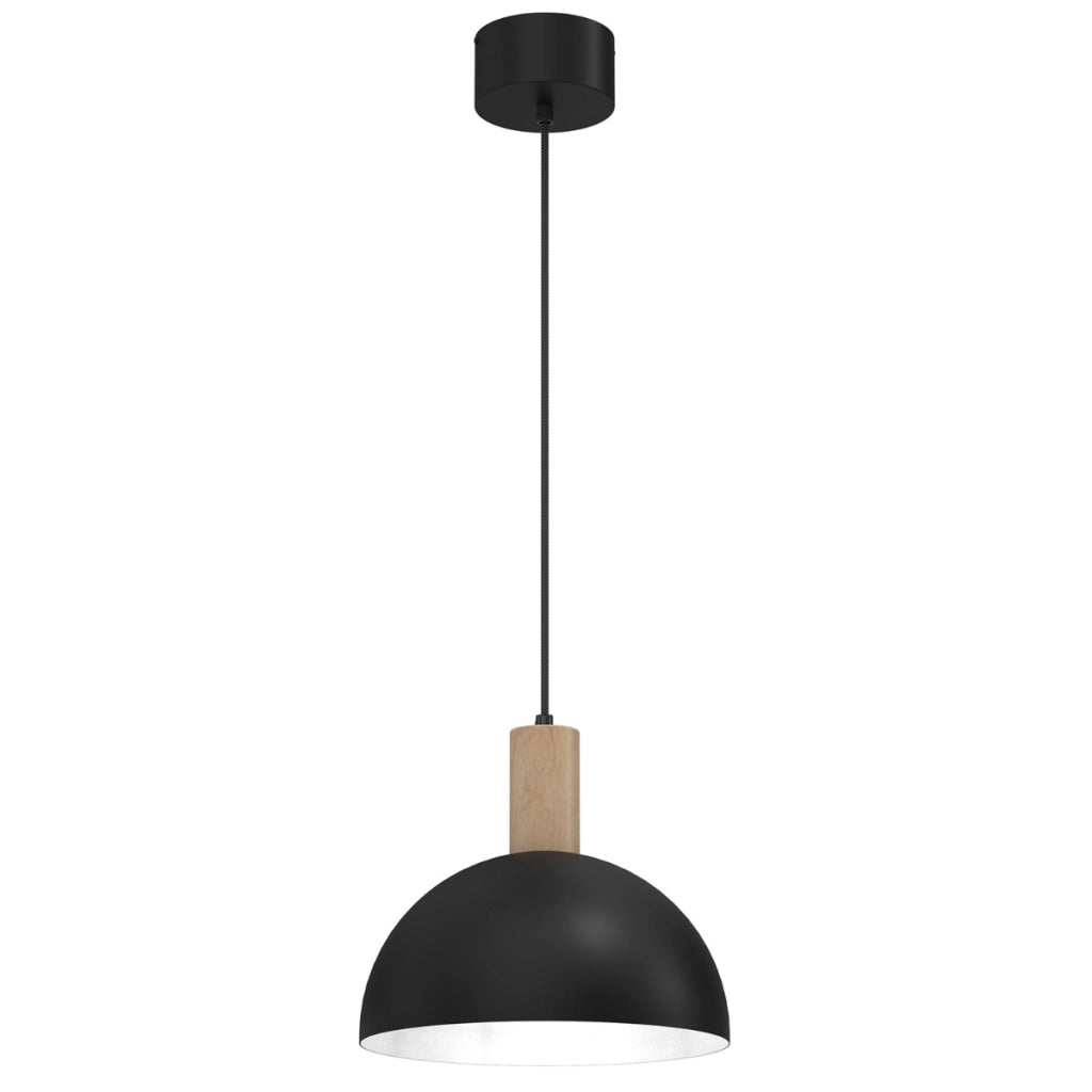 Lampada a sospensione Handa nera/legno E27 Luminex