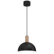 Lampada a sospensione Handa nera/legno E27 Luminex