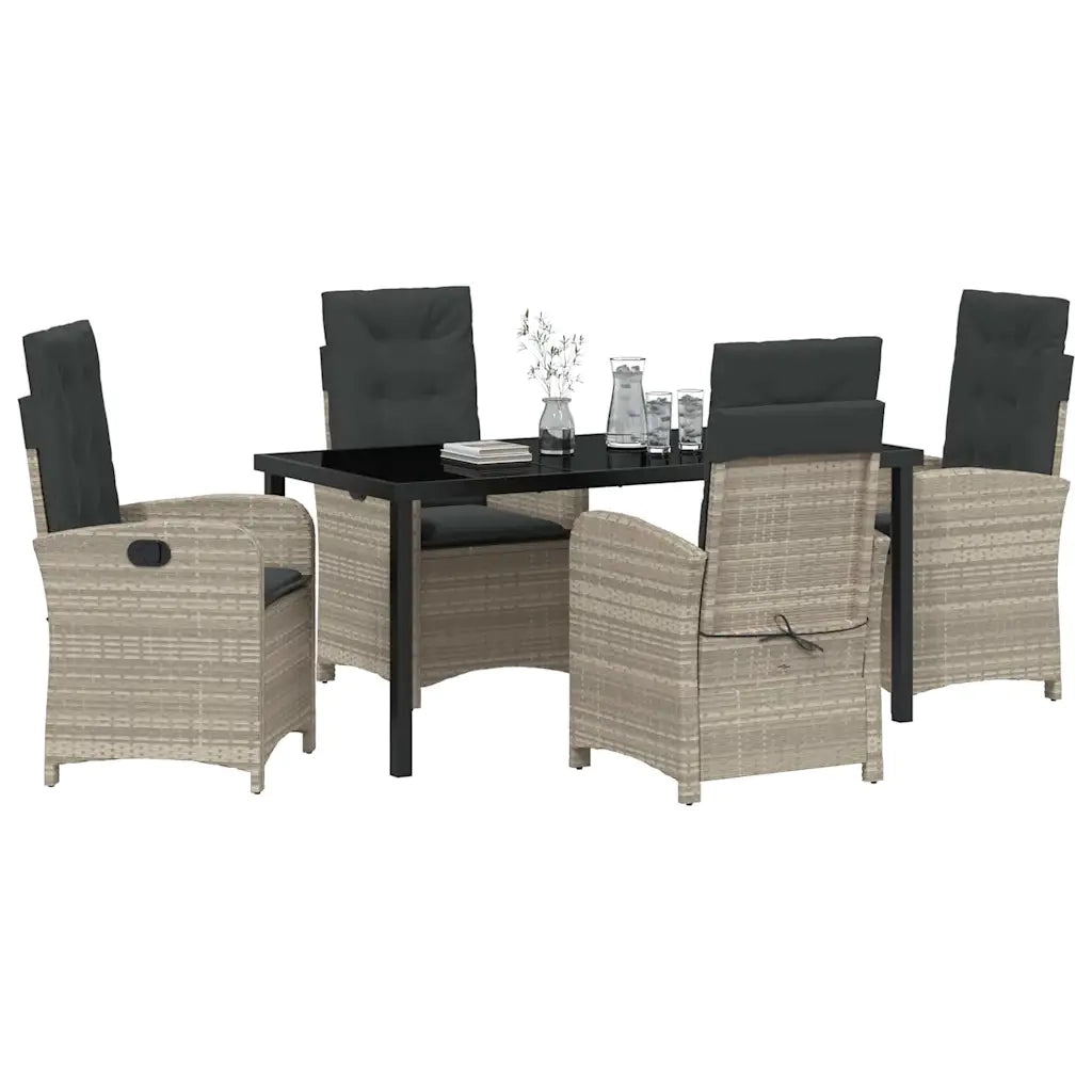 Set da Pranzo per Giardino 5 pcs Grigio chiaro polyrattan