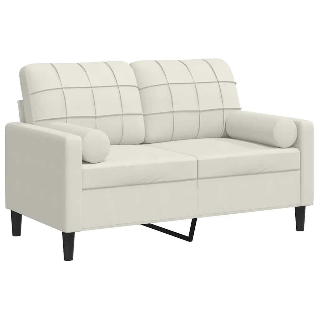 Divano a 2 Posti con Cuscini-Sofa 2 Posti con Cuscini Crema 120 cm in Velluto 123710