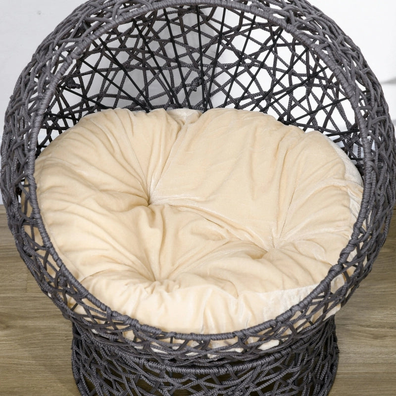 CESTO per gatti rialzato 50x50x60 cm Grigio con cuscino