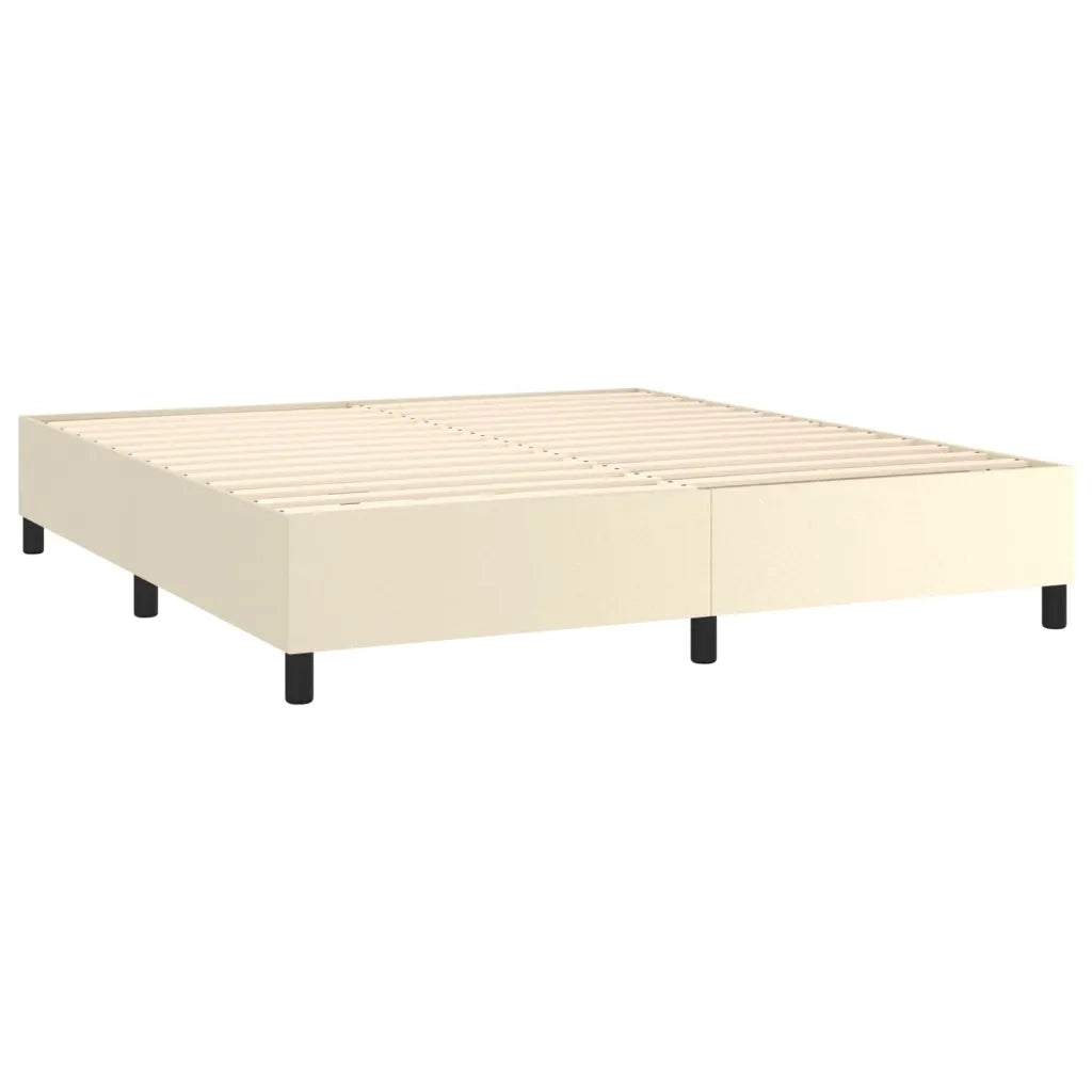 Giroletto a Molle con Materasso e LED Crema 180x200 cm 3135839