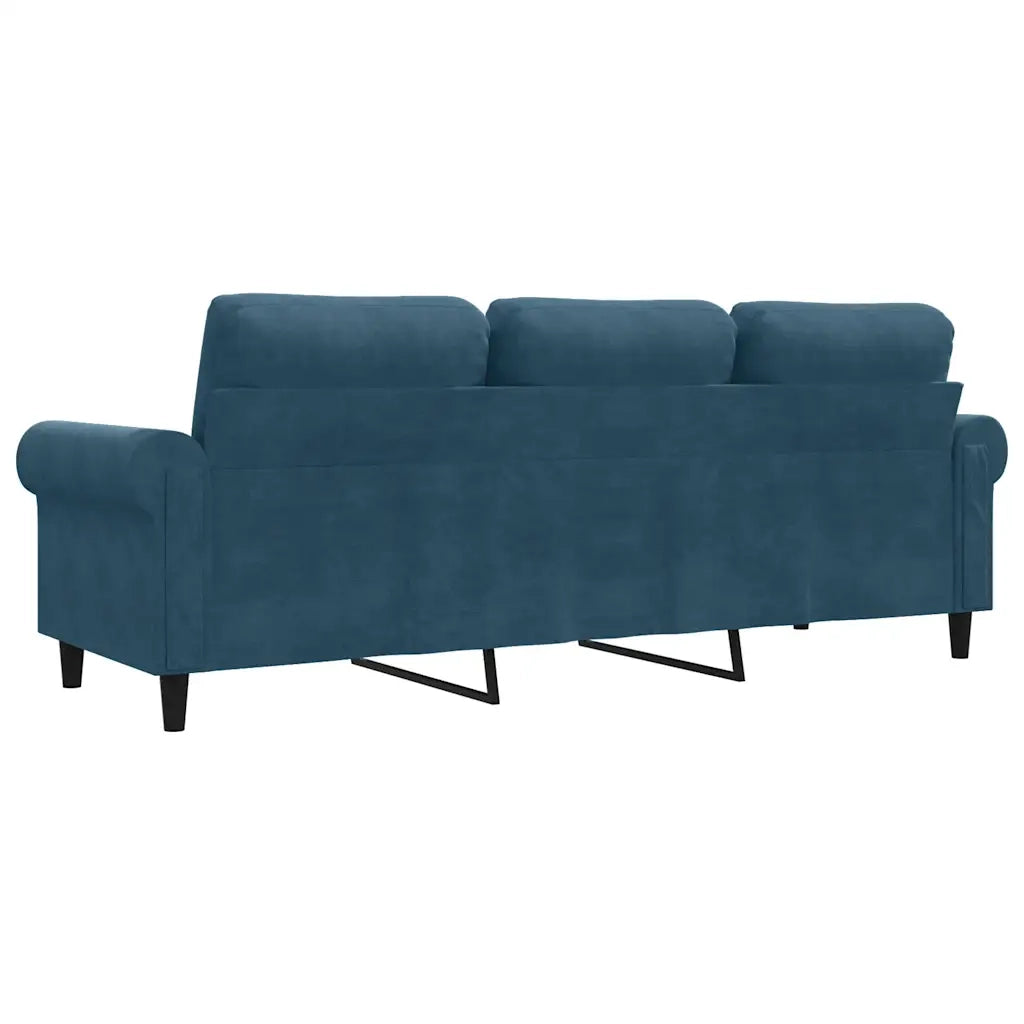 Divano | Divano da soggiorno | Sofa a 3 Posti Blu 180 cm in Velluto