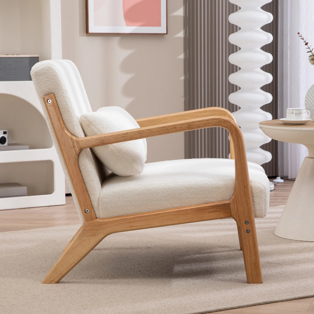 Poltrona relax ¨C zephmum ¨C velluto crema con struttura legno