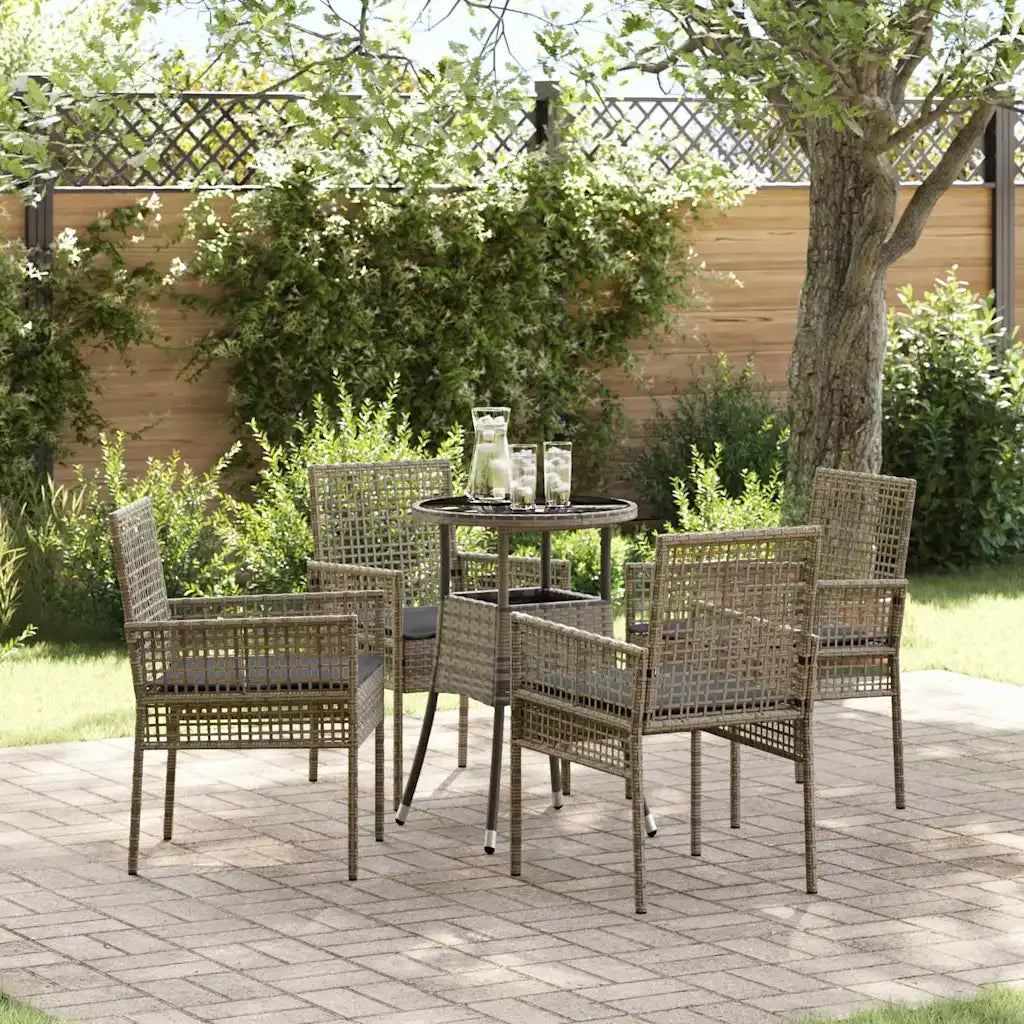 Set da Pranzo per Giardino 5 pcs Grigio polyrattan 3334946