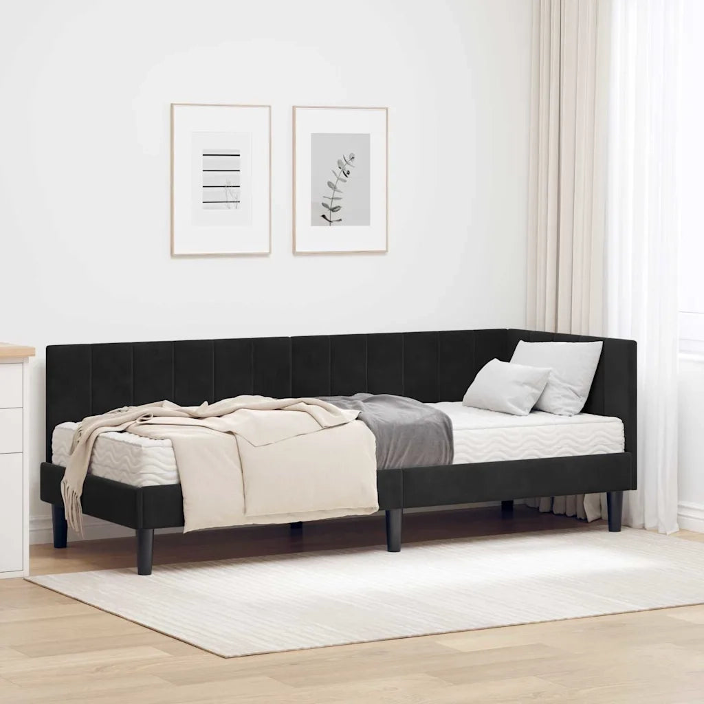 Struttura Letto Angolare con Materasso 2 pcs Nero Velluto 3393883