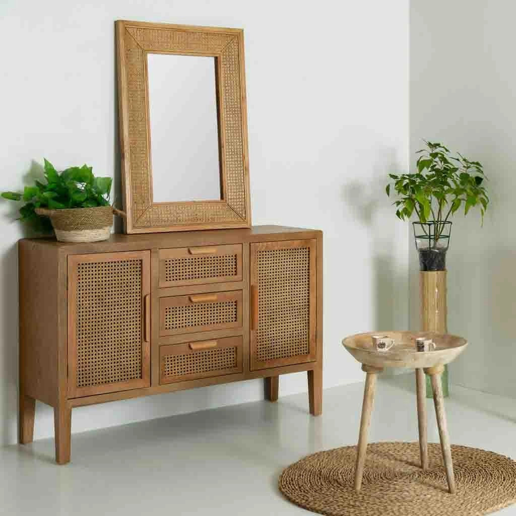 Specchio da parete in legno e rete marrone 60x04x90h