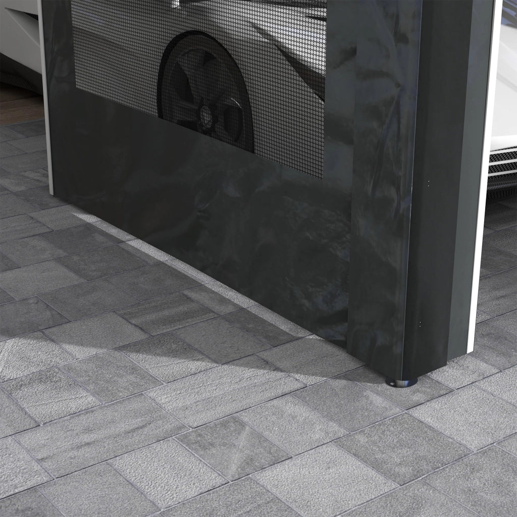 Gazebo per Auto e Feste con Altezza Regolabile 4 Porte e 4 Finestre 6x3m  Grigio Scuro