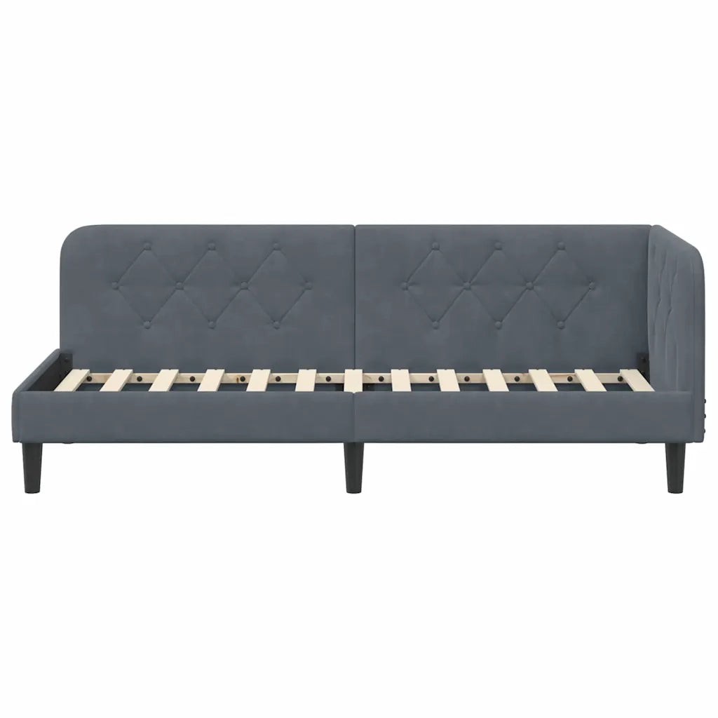 Cornice del letto ad angolo Grigio scuro 80 x 200 cm Velluto