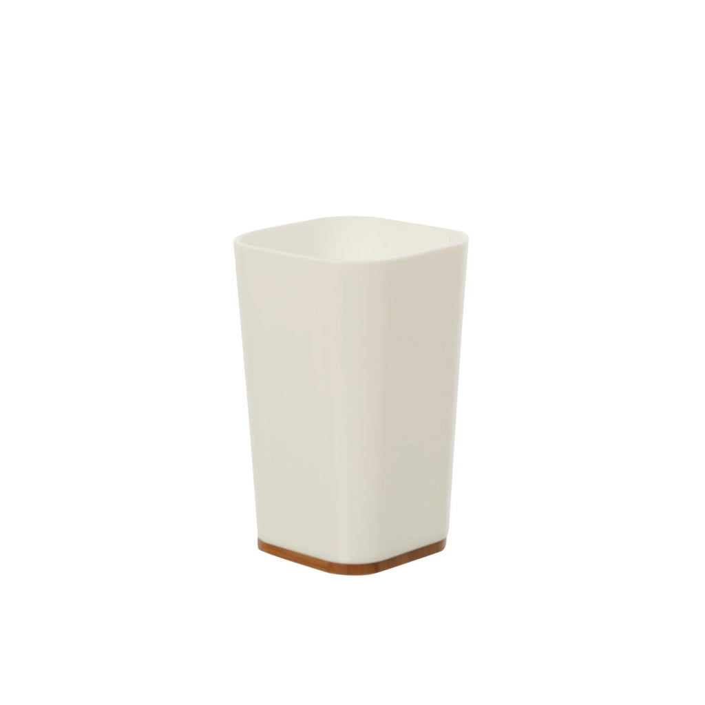 Set completo 4 accessori bagno bianco effetto legno | Bamboo