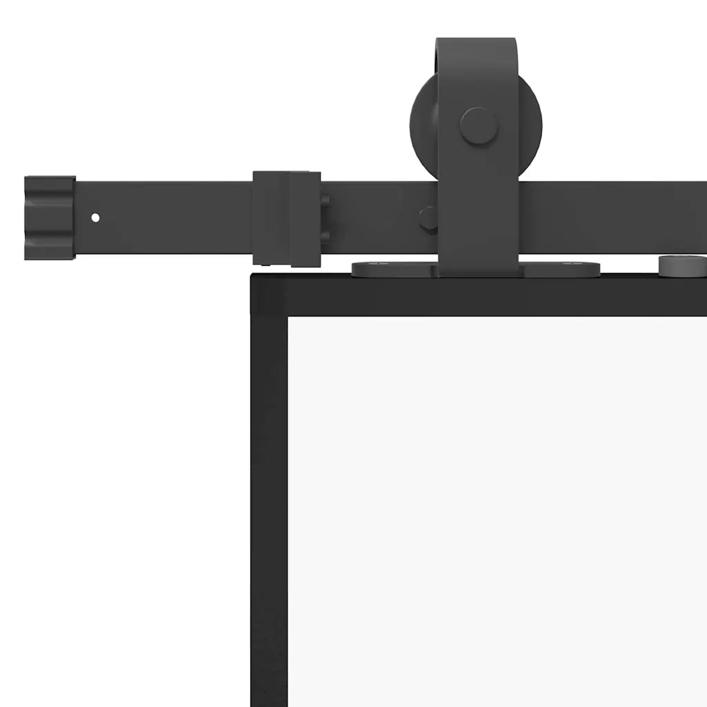 Porta Scorrevole Set Ferramenta Nera 76x205 cm Vetro Temperato 3375917