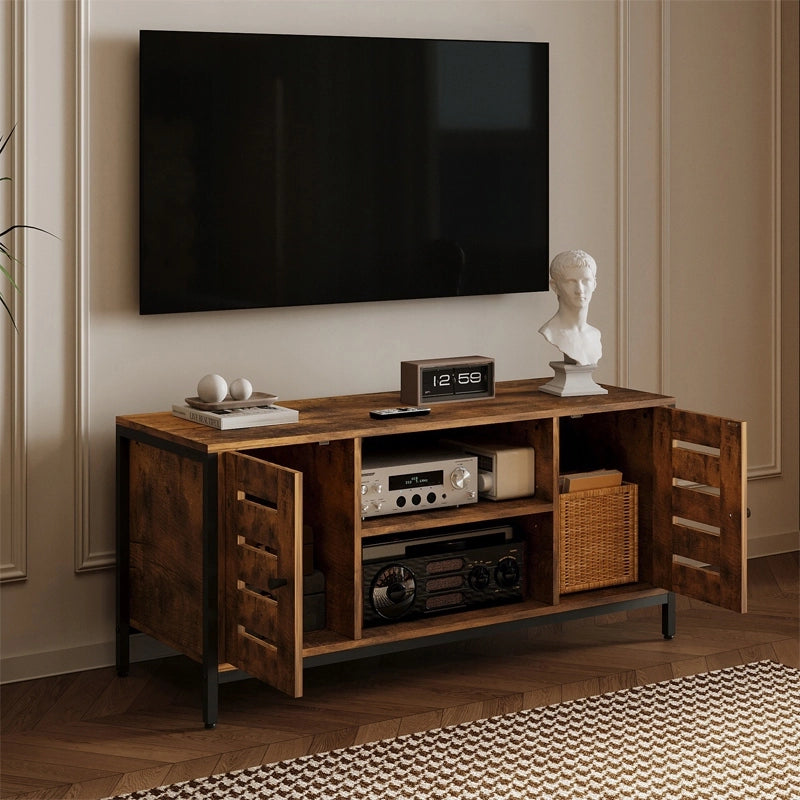 MOBILE TV CON 2 ANTE STILE VINTAGE LOFT, MARRONE RUSTICO, 110 CM