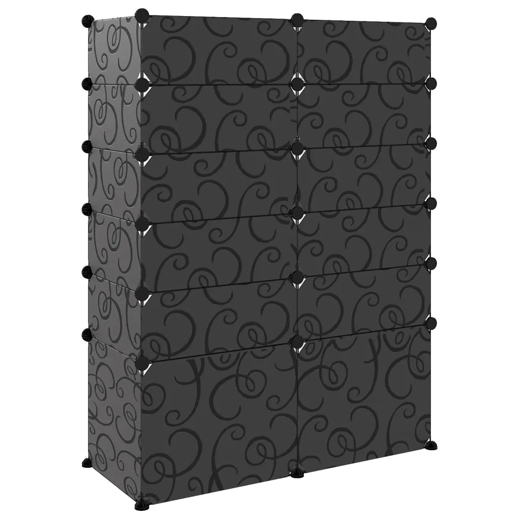 Scarpiera-Scaffale per scarpe Nera 94x37x125 cm in PP