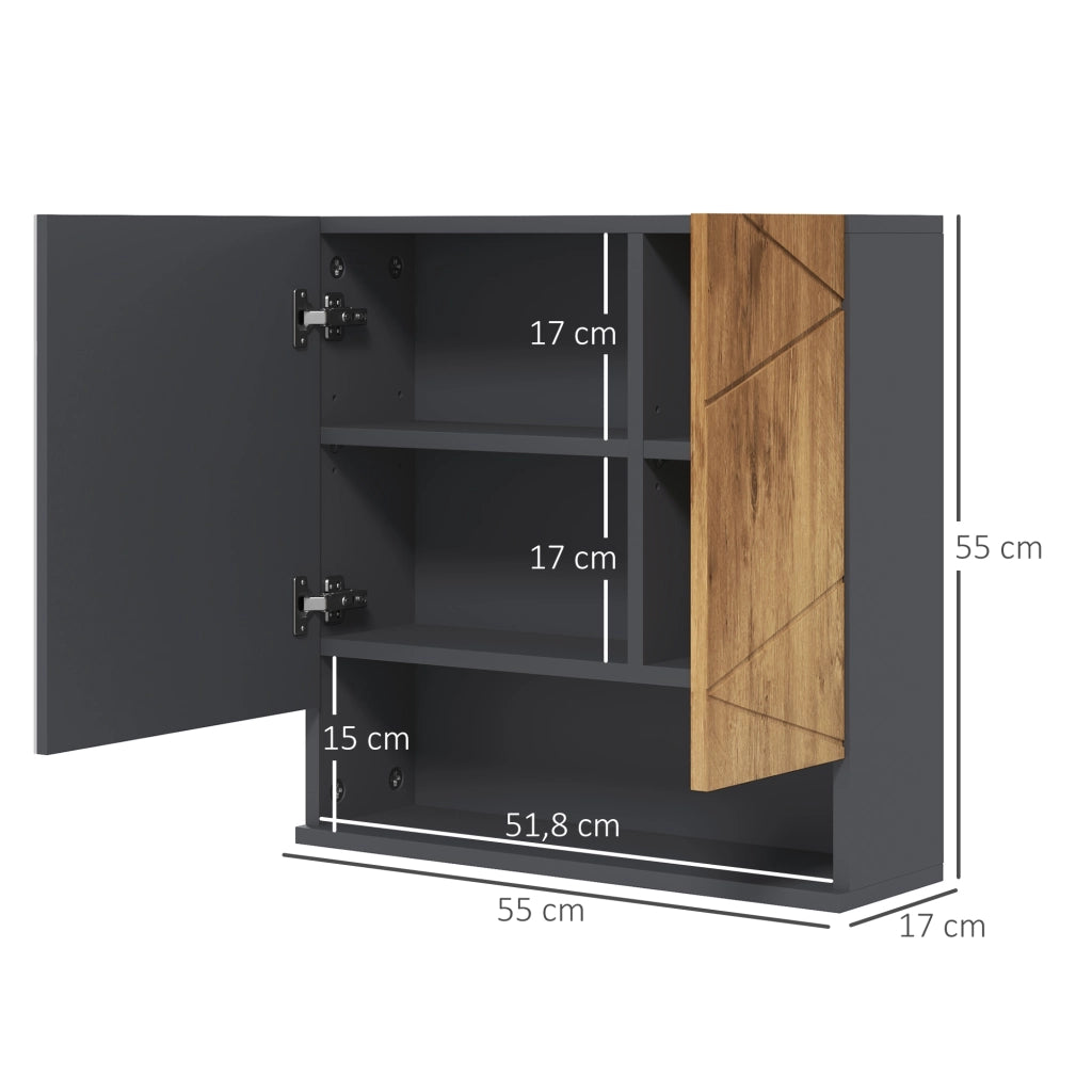 Armadietto da bagno specchio ¨C Minimal ¨C 55x17x55 cm grigio scuro