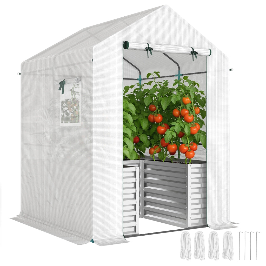 Serra per Pomodori con Letto Rialzato ¨C Xylo ¨C Bianco 141x141x190cm