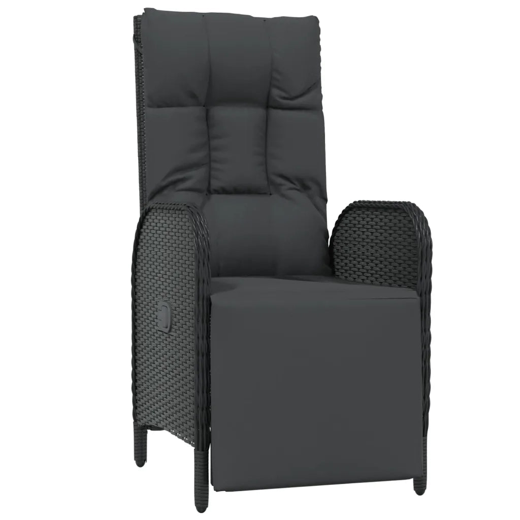 Set da Pranzo da Giardino 9 pz con Cuscini Nero in Polyrattan 3213531