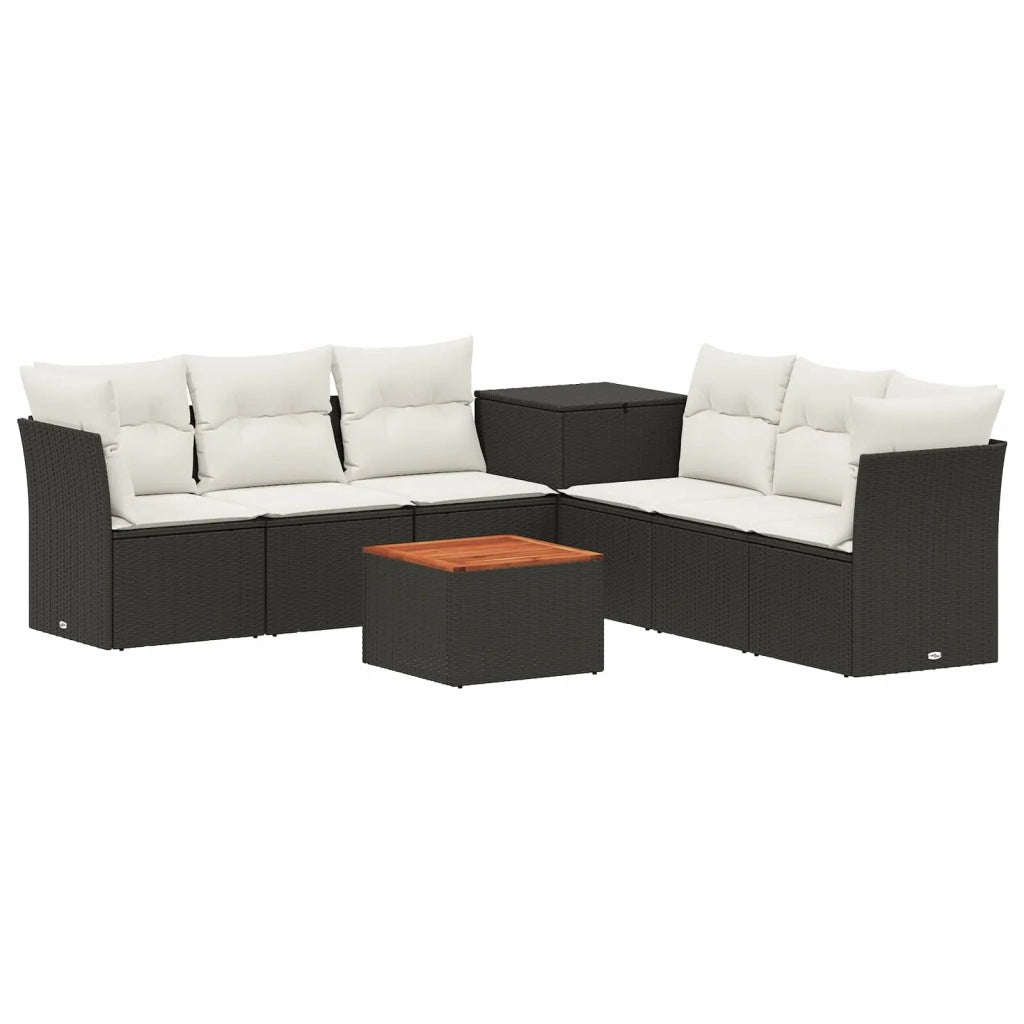 Set di divani 8 pz Nero e Bianco Crema 3448267